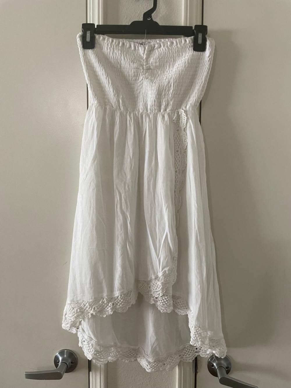 Volcom asymmetric mini wrap strapless dress
